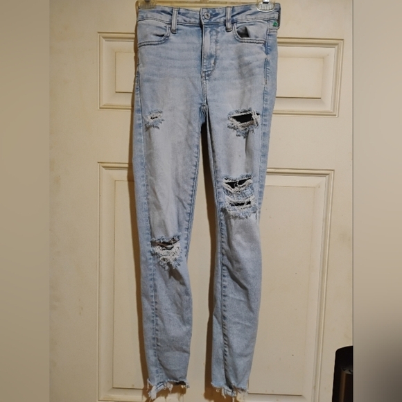 American Eagle Distressed Light Blue Women's Jeans Size 0 - Picture 1 of 8